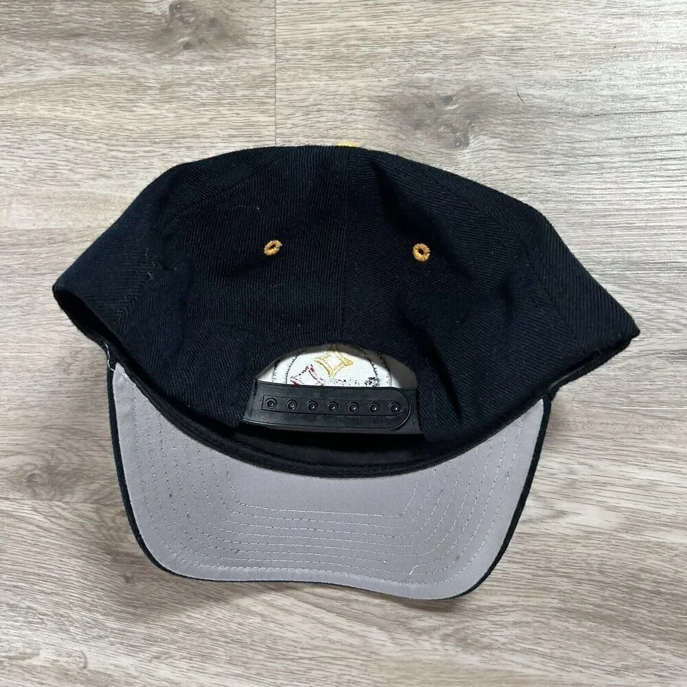 Vintage Logo Athletic Pittsburgh Steelers Hat Snapback NFL Black Wool Blend‎ Cap